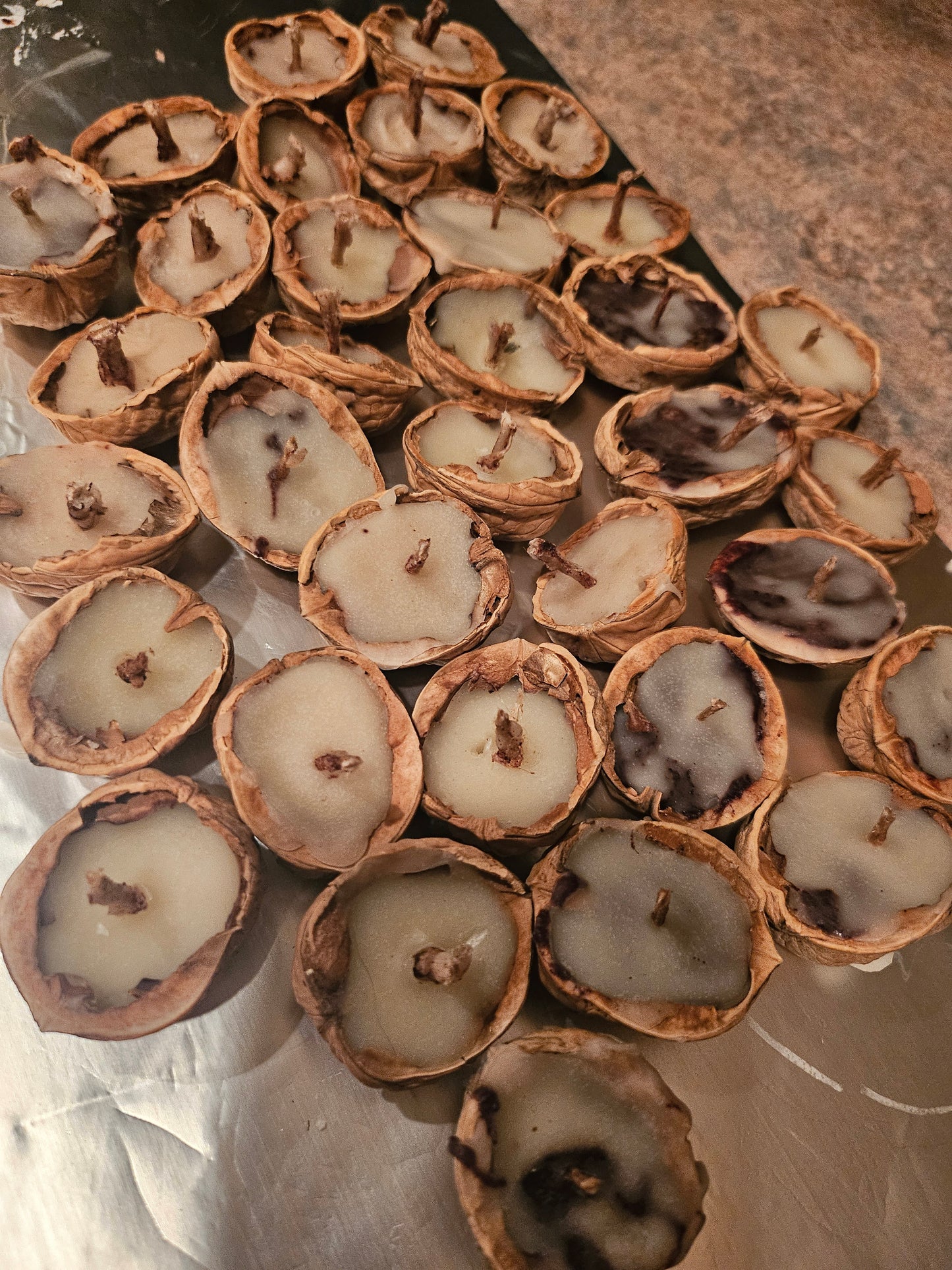 Odd & ends-Walnut Shell Tea light Candles (5pk) Multiple Scents